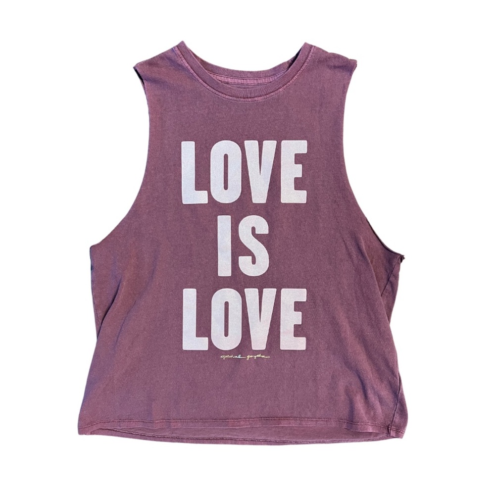 NWT Spiritual Gangster Love is Love Cut Off Band Tank Wine Small Pride